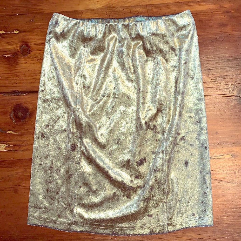 Topshop Gold Bodycon Mini Skirt